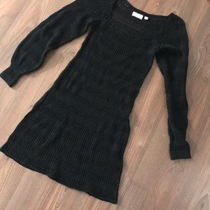 Vintage Knit Black Long Sleeve Dress